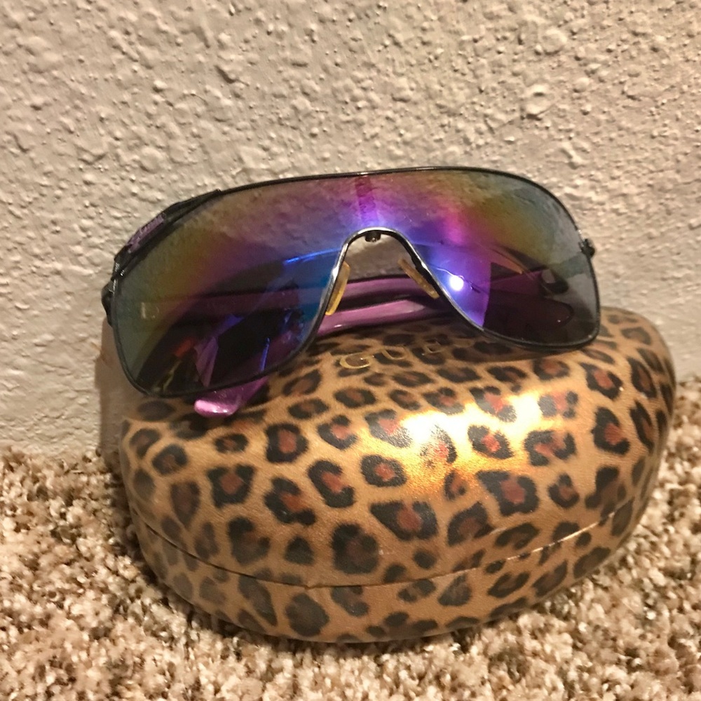 Guess purple blue lense sunglasses with case!